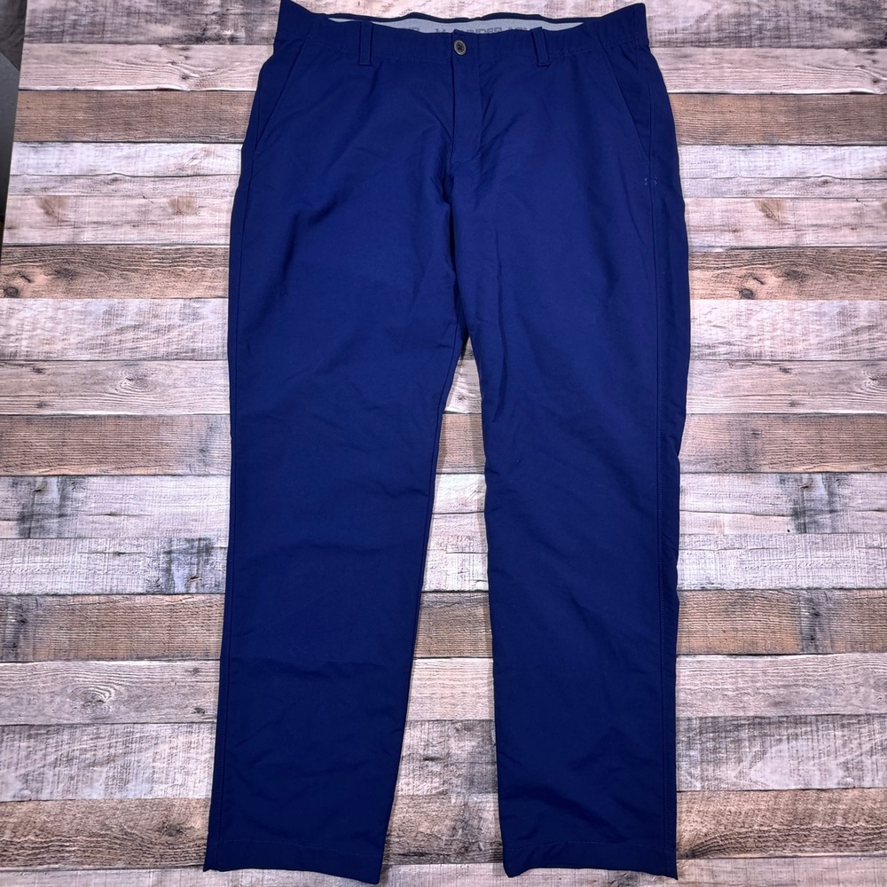 Under Armour Mens Golf‎ Pants Navy Blue Flat Front Performance Stretch 40x32